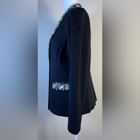 St John Knit Black Jewel Embellished Jacket, Size 8 - Picture 7 of 14